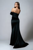 Black Off the Shoulder Mermaid Formal Dress with Side Cape