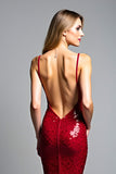 Sparkly Mermaid Sequined V-Neck Backless Long Prom Dress