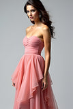 Dusty Rose Sweetheart A Line Ruffled Long Prom Dress