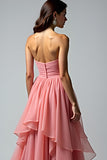 Dusty Rose Sweetheart A Line Ruffled Long Prom Dress