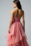 Dusty Rose Sweetheart A Line Ruffled Long Prom Dress