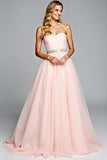 Princess A Line Light Pink Strapless Sweetheart Long Prom Dress