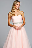 Princess A Line Light Pink Strapless Sweetheart Long Prom Dress