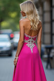 Sheath Fuchsia Sweetheart Floor Length Prom Dress with Slit