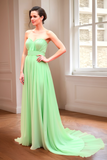 Strapless A Line Mint Sweetheart Chiffon Bridesmaid Dress