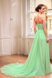 Strapless A Line Mint Sweetheart Chiffon Bridesmaid Dress