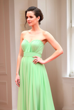 Strapless A Line Mint Sweetheart Chiffon Bridesmaid Dress