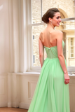 Strapless A Line Mint Sweetheart Chiffon Bridesmaid Dress