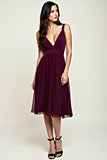 Cabernet A Line V-Neck Knee Length Chiffon Petite Bridesmaid Dress