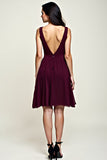 Cabernet A Line V-Neck Knee Length Chiffon Petite Bridesmaid Dress