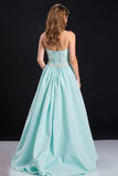 Mint Spaghetti Straps Corset A-Line Prom Dress with Lace