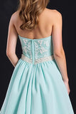 Mint Spaghetti Straps Corset A-Line Prom Dress with Lace