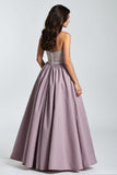 Purple Spaghetti Straps High Waist A-Line Prom Dress