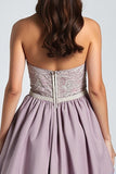 Purple Spaghetti Straps High Waist A-Line Prom Dress