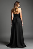 Black Spaghetti Straps Sweetheart A Line Formal Dress