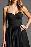 Black Spaghetti Straps Sweetheart A Line Formal Dress