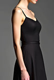 Black Spaghetti Straps A Line Floor Length Formal Dress