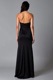 Black Halter Sheath Backless Floor Length Formal Dress with Slit