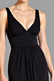 Black V Neck Sheath Floor Length Formal Dress