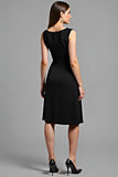 Pretty Black V Neck A Line Knee Length Graduation Dress