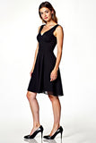 Black V Neck A Line Short Graduation Dress