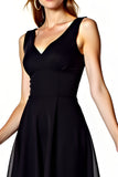 Black V Neck A Line Short Graduation Dress