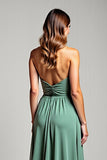 Eucalyptus A Line Halter Neck Backless Long Bridesmaid Dress