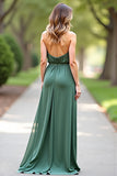 Halter Neck Eucalyptus Chiffon Backless Long Bridesmaid Dress