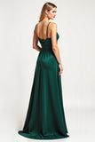 Pine Chiffon V-Neck A Line Long Bridesmaid Dress