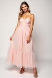 Sweetheart Blush Pink Strapless A Line Long Bridesmaid Dress