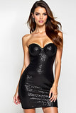 Sparkly Black Bodycon Corset Sequined Short Graduation Dress