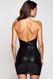 Sparkly Black Bodycon Corset Sequined Short Graduation Dress