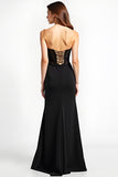 Black Sweetheart Long Appliques Sheath Formal Dress with Slit