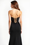 Black Sweetheart Long Appliques Sheath Formal Dress with Slit