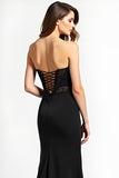 Black Sweetheart Long Appliques Sheath Formal Dress with Slit