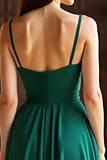 Green Spaghetti Straps Corset A Line Floor Length Prom Dress