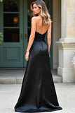 Elegant Black Sweetheart Sheath Long Prom Dress with Beading