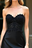 Elegant Black Sweetheart Sheath Long Prom Dress with Beading