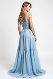 Sky Blue Sweetheart Chiffon A Line High-Low Bridesmaid Dress