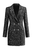 Sparkly Fuchsia Sequined Double Breasted Maxi Women's Blazer