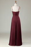 Keyhole Spaghetti Straps Bridesmaid Dress with Slit