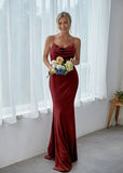 Silver Sheath Cowl Neck Velvet Long Bridesmaid Dress