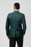 Dark Green 2 Piece Notched Lapel Print Men's Prom Suit