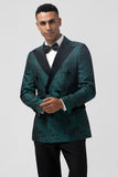 Dark Green 2 Piece Notched Lapel Print Men's Prom Suit