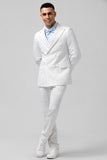 2 Piece White Plaid Groomsmen Suits