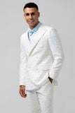 2 Piece White Plaid Groomsmen Suits