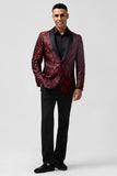 2 Piece Burgundy Men's Prom Suits with Pattern