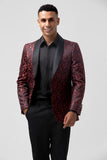 2 Piece Burgundy Men's Prom Suits with Pattern