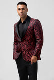 2 Piece Burgundy Men's Prom Suits with Pattern