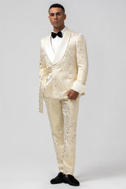 Champagne 2 Piece Notched Lapel Men's Prom Suit with Pattern